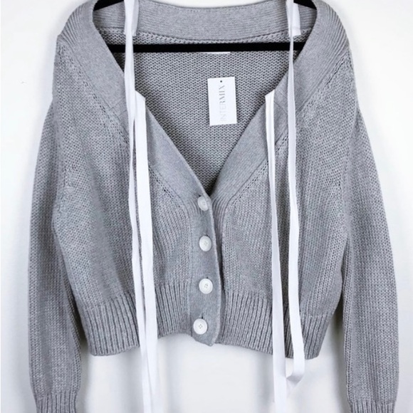 Off the Shoulder sweater. ADEAM. Chunky knit cardigan. - Picture 3 of 5